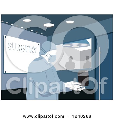 Clipart of a Male Surgeon Washing His Hands Before an Operation - Royalty Free Vector Illustration by David Rey