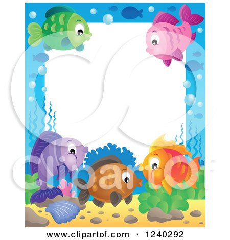 Clipart of a Border of Colorful Fish - Royalty Free Vector Illustration by visekart