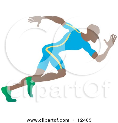 African American Sprinter Man Running During a Race People Clipart Illustration by AtStockIllustration