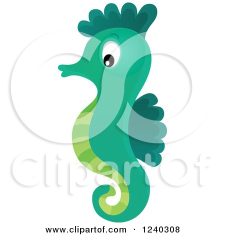 Clipart of a Cute Green Seahorse - Royalty Free Vector Illustration by visekart