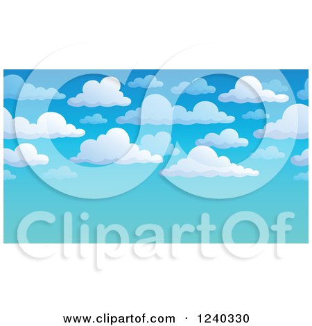 Clipart of a White Cloud and Blue Sky Background with Text Space - Royalty Free Vector Illustration by visekart
