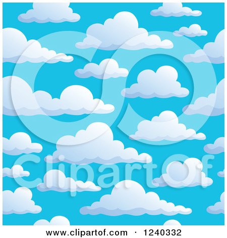 Clipart of a Seamless White Cloud and Blue Sky Background Pattern - Royalty Free Vector Illustration by visekart