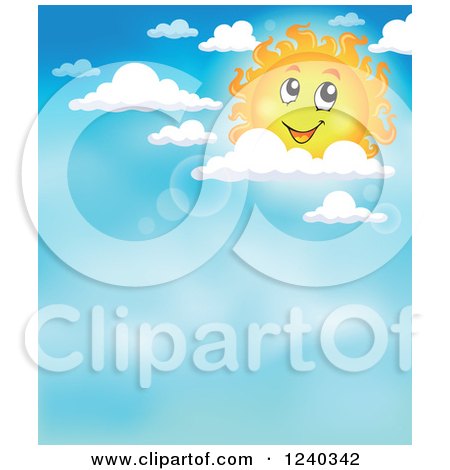 Clipart of a Happy Sun with Flares in the Sky - Royalty Free Vector Illustration by visekart