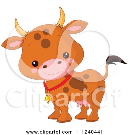 Clipart of a Cute Farm Animal Cow - Royalty Free Vector Illustration by Pushkin