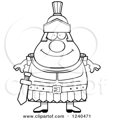 Clipart of a Black and White Happy Roman Centurion - Royalty Free Vector Illustration by Cory Thoman