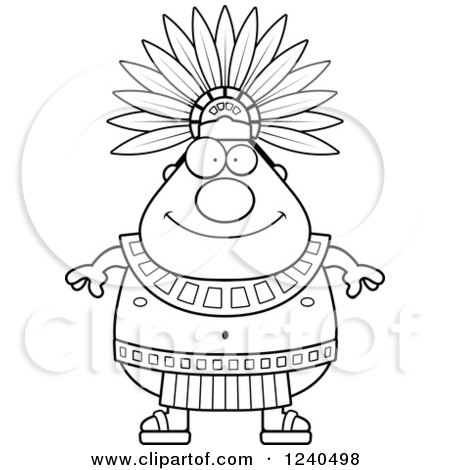 Clipart of a Happy Aztec Chief King - Royalty Free Vector Illustration by Cory Thoman