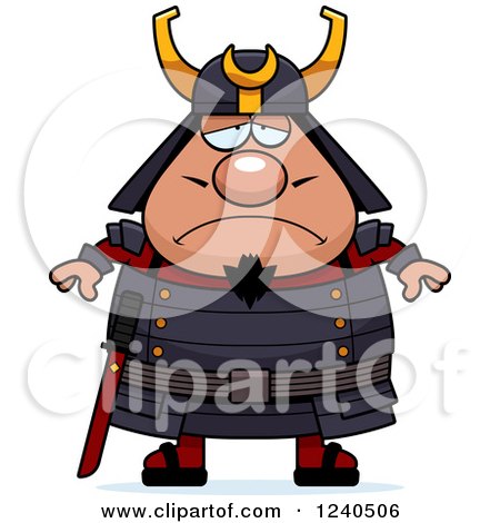 Clipart of a Sad Depressed Samurai Warrior - Royalty Free Vector Illustration by Cory Thoman