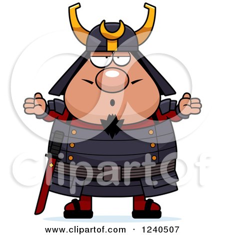 Clipart of a Careless Shrugging Samurai Warrior - Royalty Free Vector Illustration by Cory Thoman