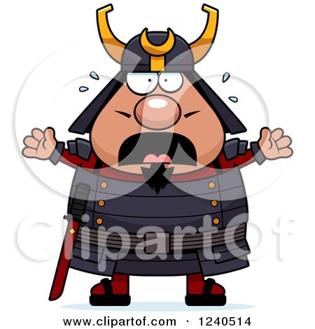 Clipart of a Scared Screaming Samurai Warrior - Royalty Free Vector Illustration by Cory Thoman