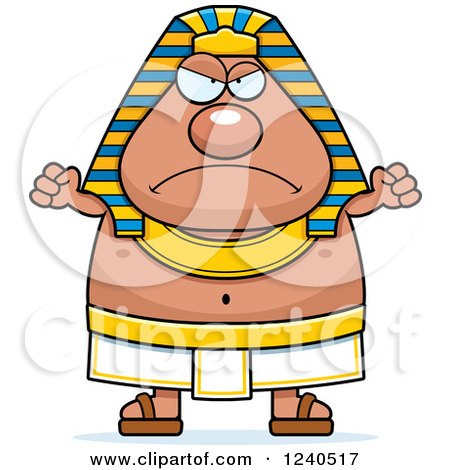 Clipart of a Mad Ancient Egyptian Pharaoh Holding up Fists - Royalty Free Vector Illustration by Cory Thoman