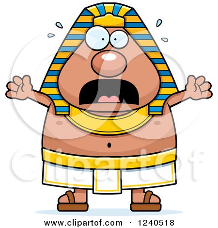 Clipart of a Scared Screaming Ancient Egyptian Pharaoh - Royalty Free Vector Illustration by Cory Thoman