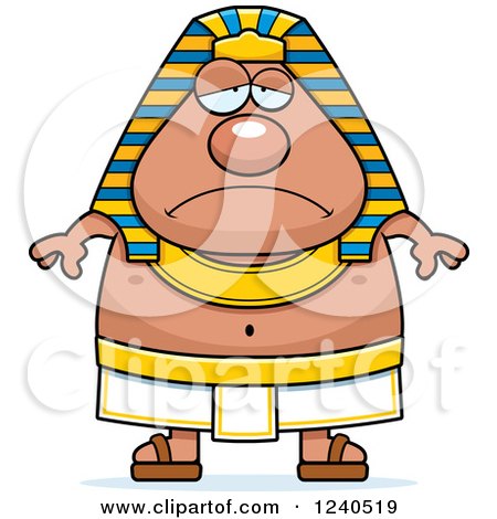 Clipart of a Sad Depressed Ancient Egyptian Pharaoh - Royalty Free Vector Illustration by Cory Thoman