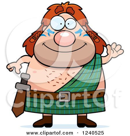 Clipart of a Friendly Waving Celt Man - Royalty Free Vector Illustration by Cory Thoman