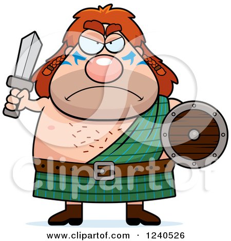Clipart of a Tough Celt Man Ready for Battle - Royalty Free Vector Illustration by Cory Thoman