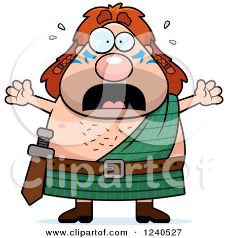 Clipart of a Scared Screaming Celt Man - Royalty Free Vector Illustration by Cory Thoman