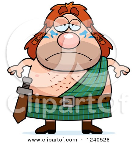Clipart of a Sad Depressed Celt Man - Royalty Free Vector Illustration by Cory Thoman