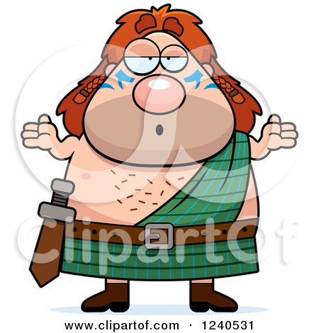 Clipart of a Careless Shrugging Celt Man - Royalty Free Vector Illustration by Cory Thoman