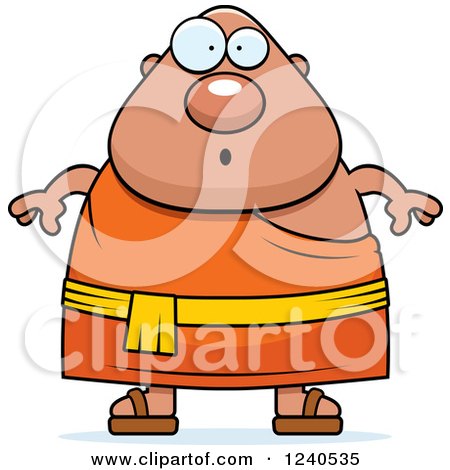 Clipart of a Surprised Gasping Chubby Buddhist Man - Royalty Free Vector Illustration by Cory Thoman