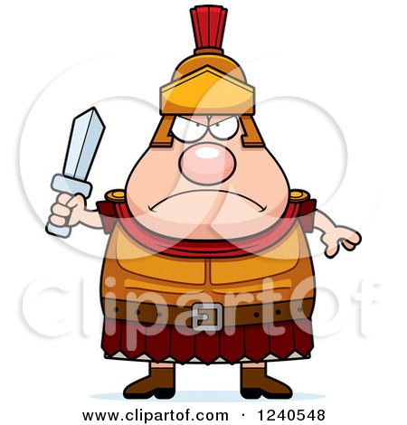 Clipart of a Tough Roman Centurion Holding a Sword - Royalty Free Vector Illustration by Cory Thoman