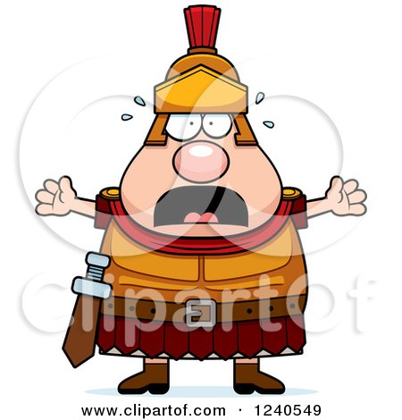 Clipart of a Scared Screaming Roman Centurion - Royalty Free Vector Illustration by Cory Thoman