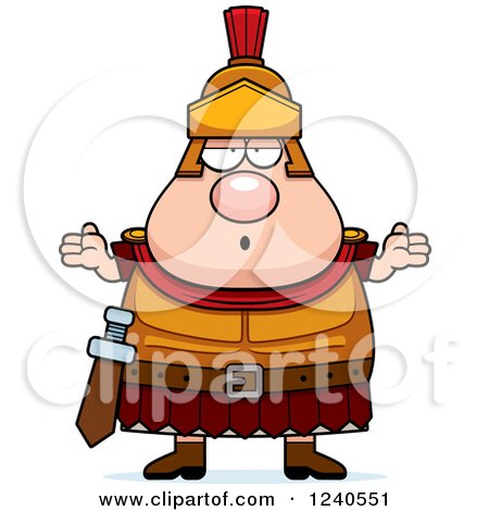 Clipart of a Careless Shrugging Roman Centurion - Royalty Free Vector Illustration by Cory Thoman
