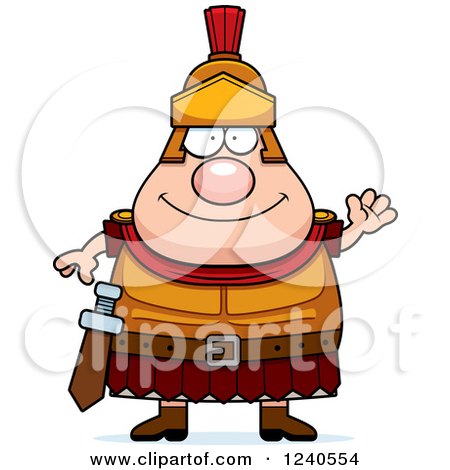 Clipart of a Friendly Waving Roman Centurion - Royalty Free Vector Illustration by Cory Thoman