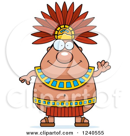 Clipart of a Friendly Waving Aztec Chief King - Royalty Free Vector Illustration by Cory Thoman