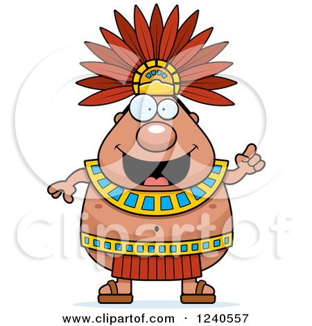 Clipart of a Smart Aztec Chief King with an Idea - Royalty Free Vector Illustration by Cory Thoman
