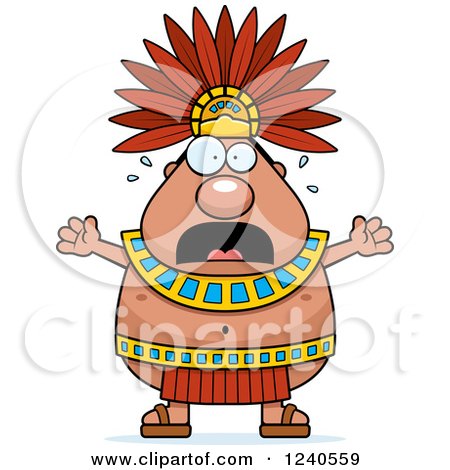 Clipart of a Scared Screaming Aztec Chief King - Royalty Free Vector Illustration by Cory Thoman