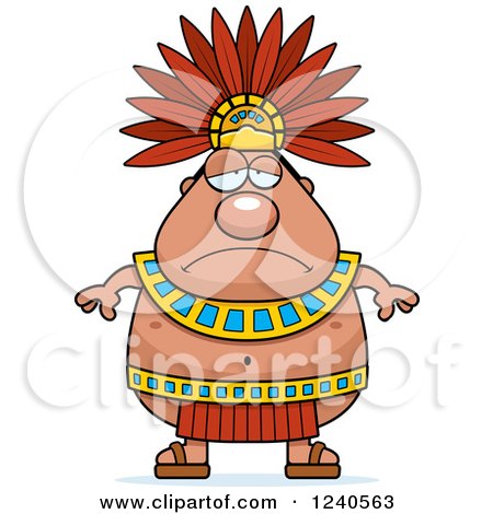 Clipart of a Sad Depressed Aztec Chief King - Royalty Free Vector Illustration by Cory Thoman