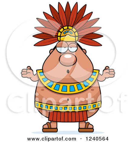 Clipart of a Careless Shrugging Aztec Chief King - Royalty Free Vector Illustration by Cory Thoman