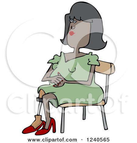 Clipart of a Sitting Black Woman with an Artificial Prosthetic Leg - Royalty Free Vector Illustration by djart
