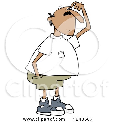 Clipart of a Hispanic Man Scratching His Head - Royalty Free Vector Illustration by djart
