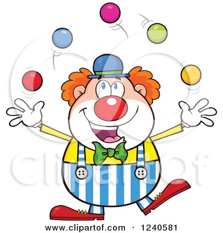 Clipart of a Happy Clown Juggling - Royalty Free Vector Illustration by Hit Toon