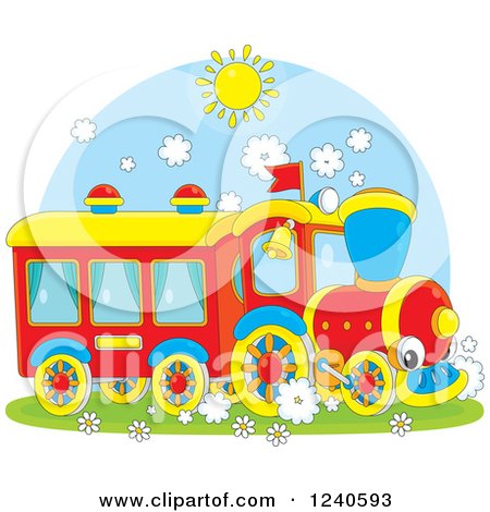 Clipart of a Smiling Train on a Sunny Day - Royalty Free Vector Illustration by Alex Bannykh