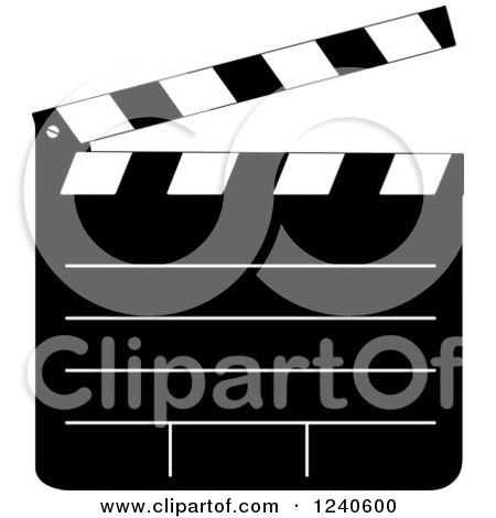 Clipart of a Black and White Filming Clapper Board - Royalty Free Vector Illustration by pauloribau