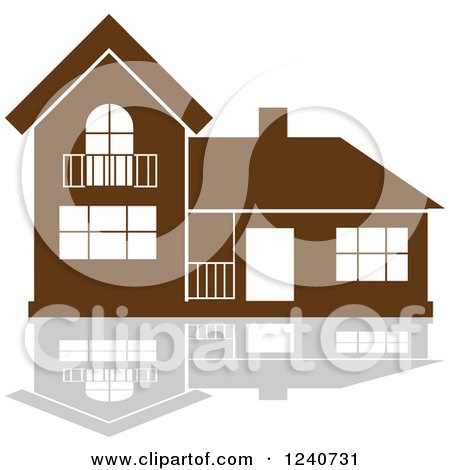 Clipart of a Brown Residential Home and Reflection - Royalty Free Vector Illustration by Vector Tradition SM