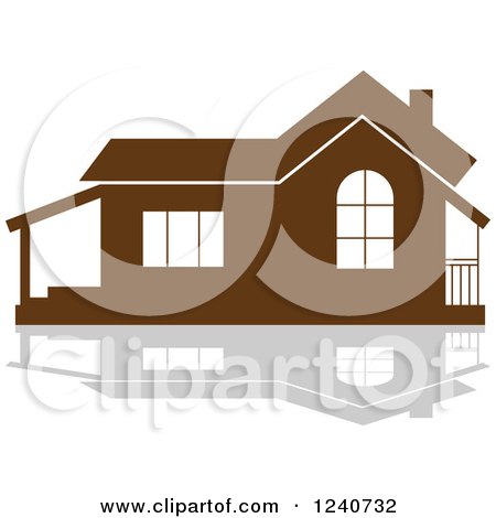 Clipart of a Brown Residential Home and Reflection 2 - Royalty Free Vector Illustration by Vector Tradition SM