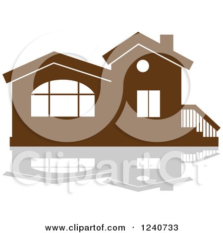 Clipart of a Brown Residential Home and Reflection 3 - Royalty Free Vector Illustration by Vector Tradition SM