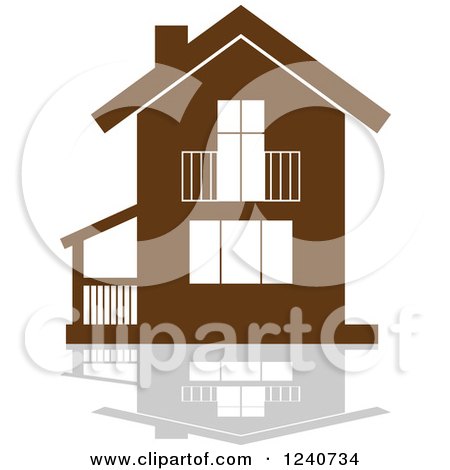 Clipart of a Brown Residential Home and Reflection 4 - Royalty Free Vector Illustration by Vector Tradition SM