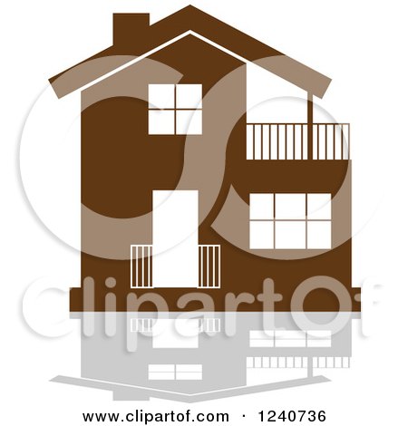 Clipart of a Brown Residential Home and Reflection 6 - Royalty Free Vector Illustration by Vector Tradition SM