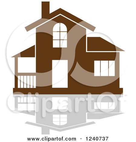 Clipart of a Brown Residential Home and Reflection 7 - Royalty Free Vector Illustration by Vector Tradition SM