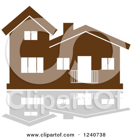 Clipart of a Brown Residential Home and Reflection 8 - Royalty Free Vector Illustration by Vector Tradition SM