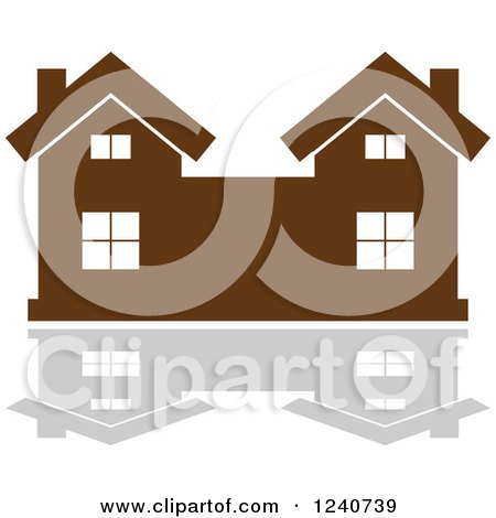 Clipart of a Brown Residential Home and Reflection 9 - Royalty Free Vector Illustration by Vector Tradition SM