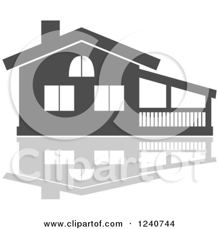 Clipart of a Gray Residential Home and Reflection 4 - Royalty Free Vector Illustration by Vector Tradition SM