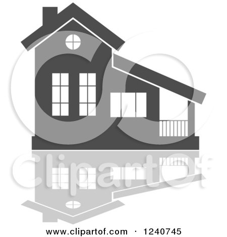 Clipart of a Gray Residential Home and Reflection 5 - Royalty Free Vector Illustration by Vector Tradition SM