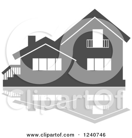 Clipart of a Gray Residential Home and Reflection 6 - Royalty Free Vector Illustration by Vector Tradition SM