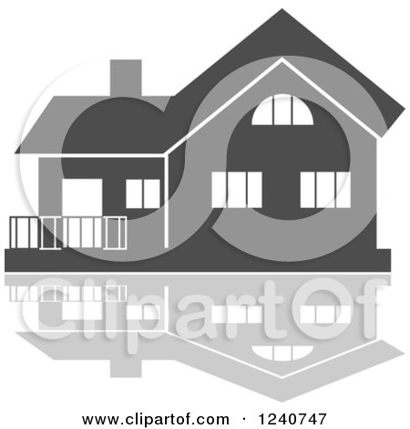 Clipart of a Gray Residential Home and Reflection 7 - Royalty Free Vector Illustration by Vector Tradition SM