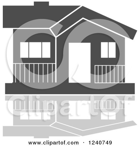 Clipart of a Gray Residential Home and Reflection 9 - Royalty Free Vector Illustration by Vector Tradition SM