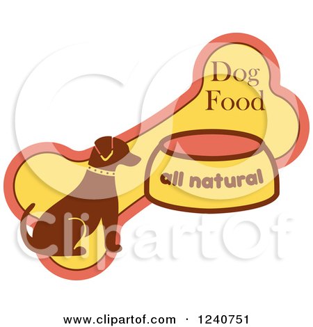 Clipart of a Natural Dog Food Label with a Puppy and a Bone - Royalty Free Vector Illustration by Vector Tradition SM
